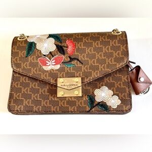 Karl LAGERFELD Paris Floral and Logo Print Corrine Shoulder Bag